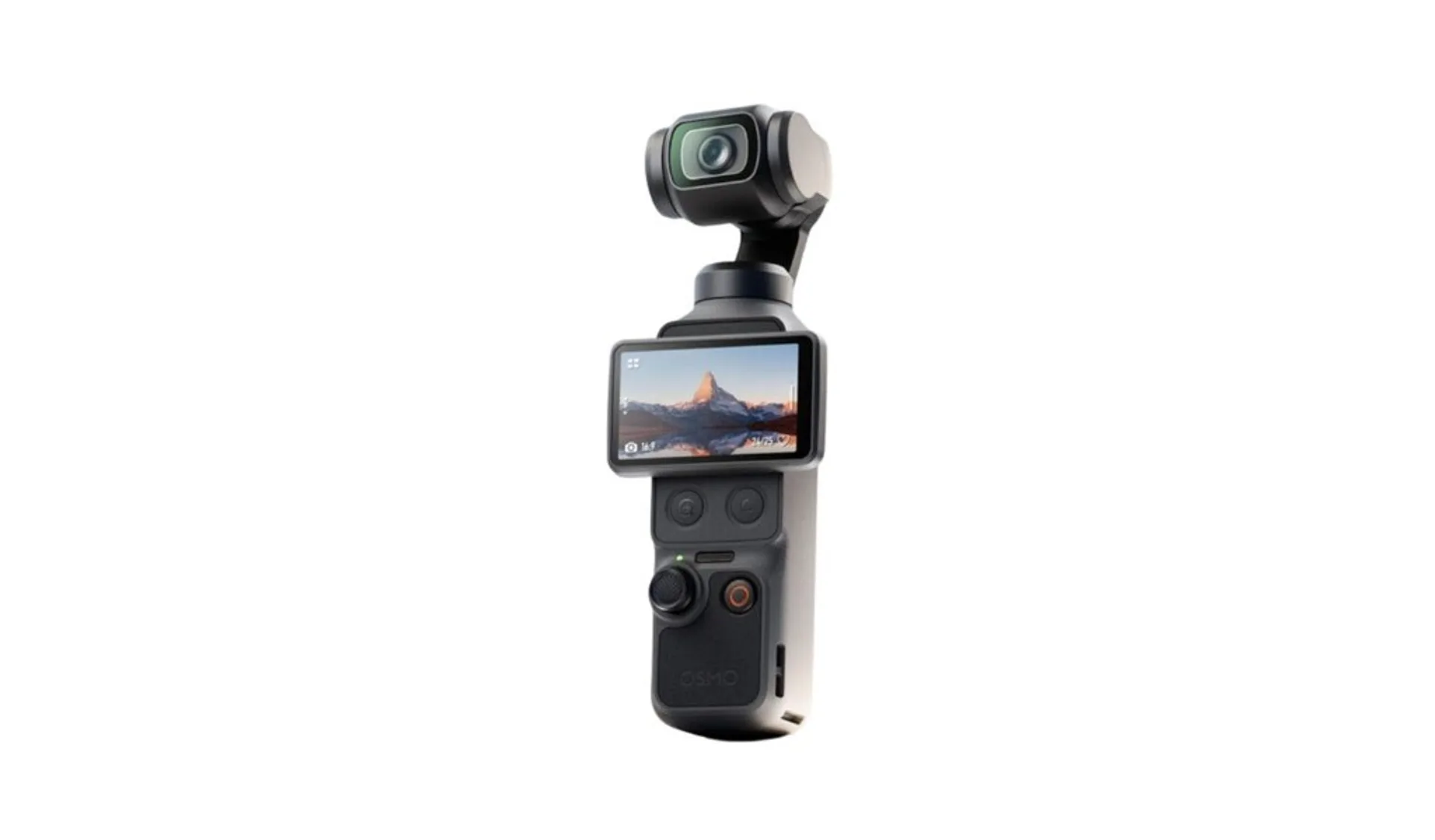 DJI Osmo Pocket 4 Creator Combo lifestyle promo with Mic 3, fill light, and accessory icons.