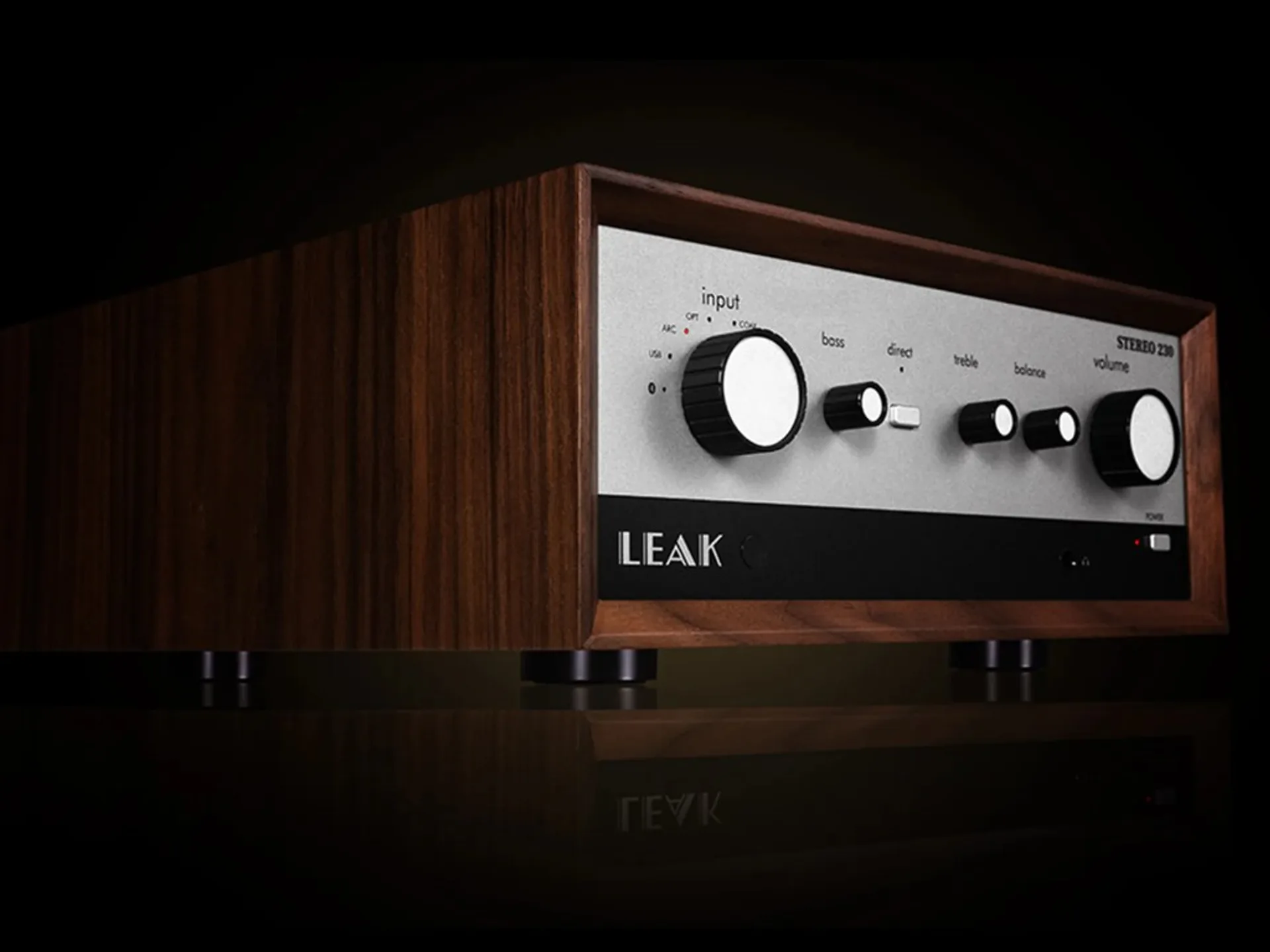 LEAK Stereo 230 shown at a front three-quarter angle on a dark background.