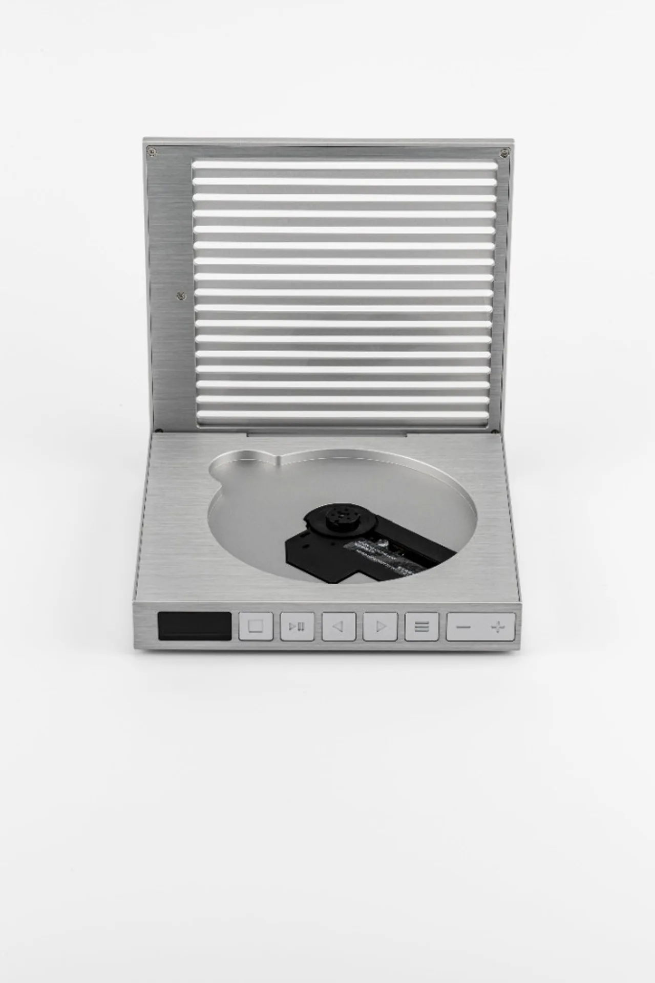 Moondrop DISCDREAM2 Ultra with slatted lid open vertically, front display and buttons visible.