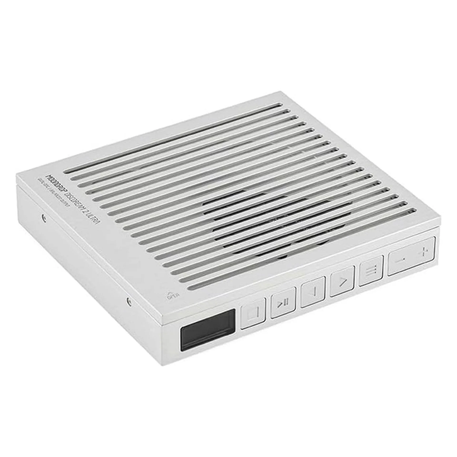 Moondrop DISCDREAM2 Ultra top view: vented slats, MOONDROP DISCDREAM 2 ULTRA and Dual DAC Balanced Output labeling.