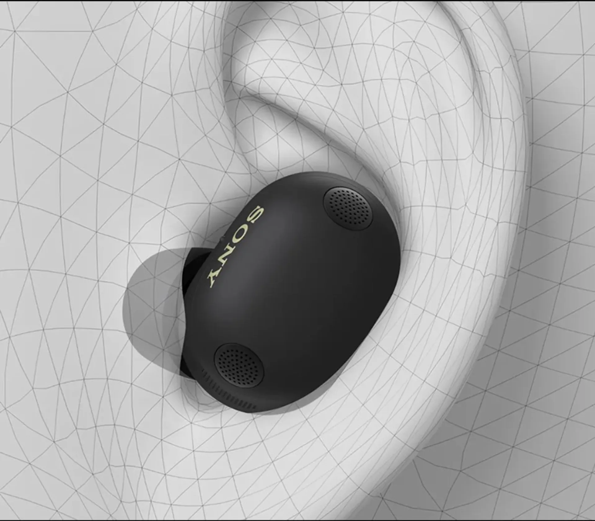 Close-up fit diagram of Sony WF-1000XM6 earbud seated in the ear canal geometry.