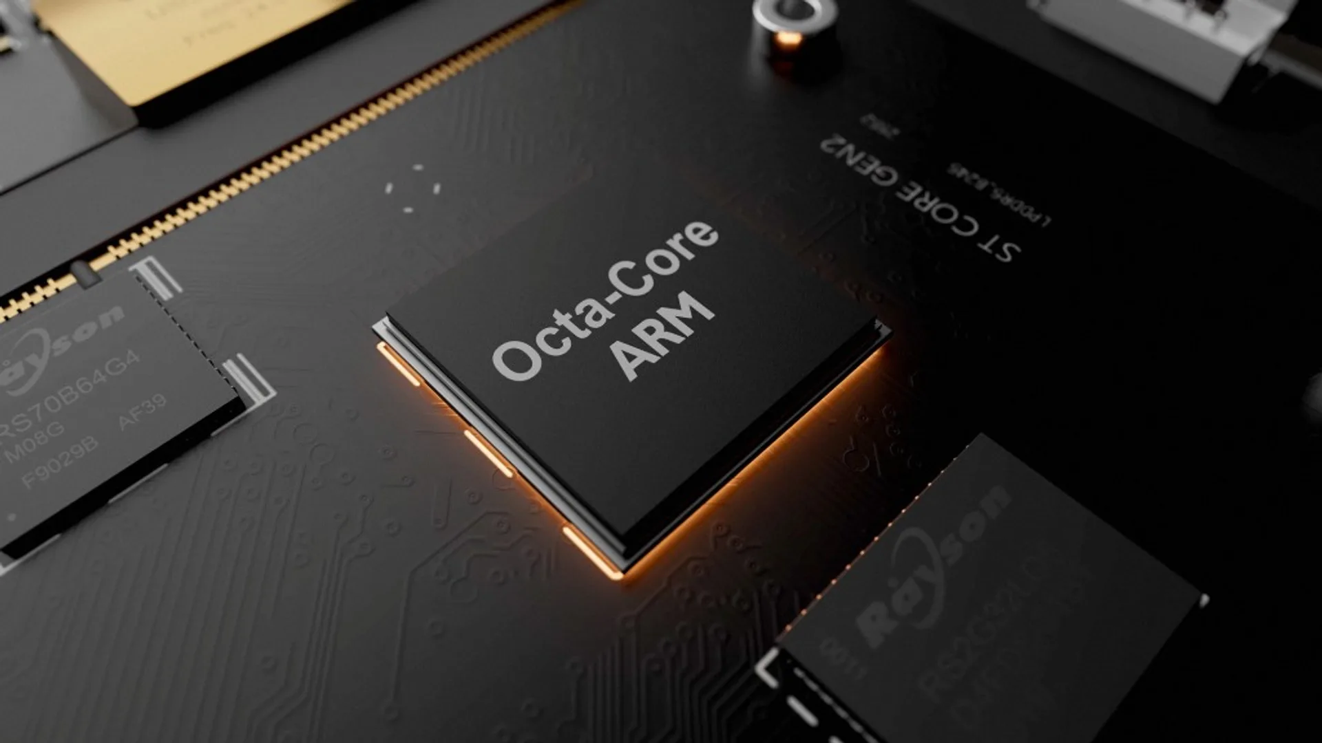 Close-up of AKM AK4499EXEQ and AK4191EQ DAC chips with glowing base on Eversolo circuit board.