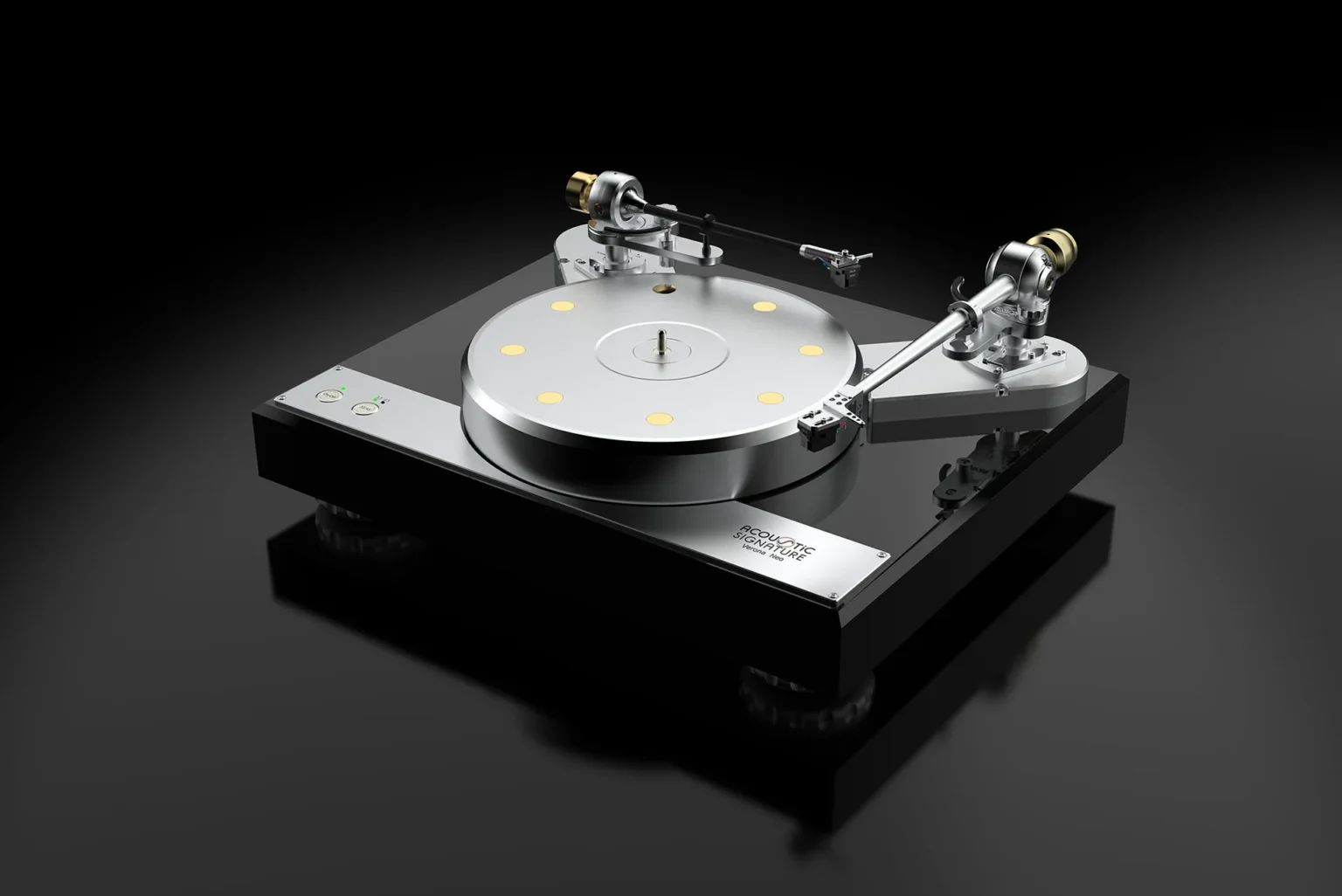Acoustic Signature Verona Neo turntable in piano black with dual tonearms and aluminum platter