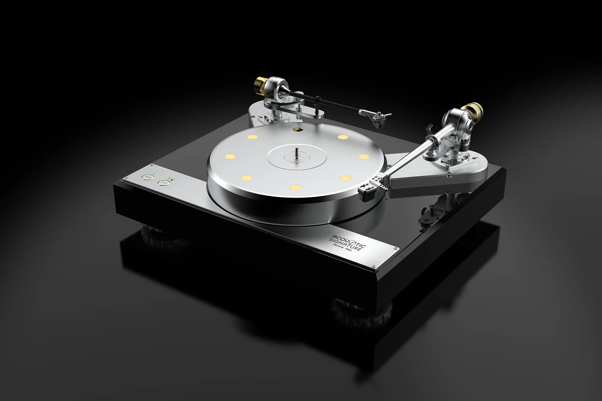 Acoustic Signature Verona Neo turntable in piano black with dual tonearms and aluminum platter