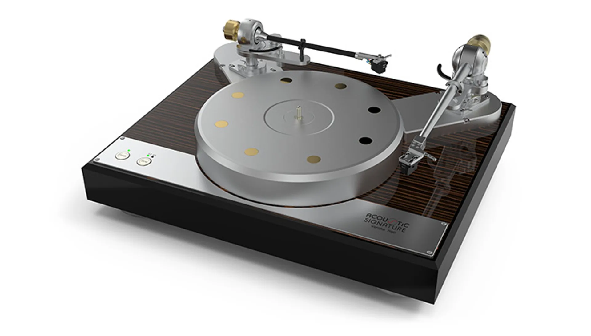 Angled birds-eye view of Acoustic Signature Verona Neo Makassar turntable