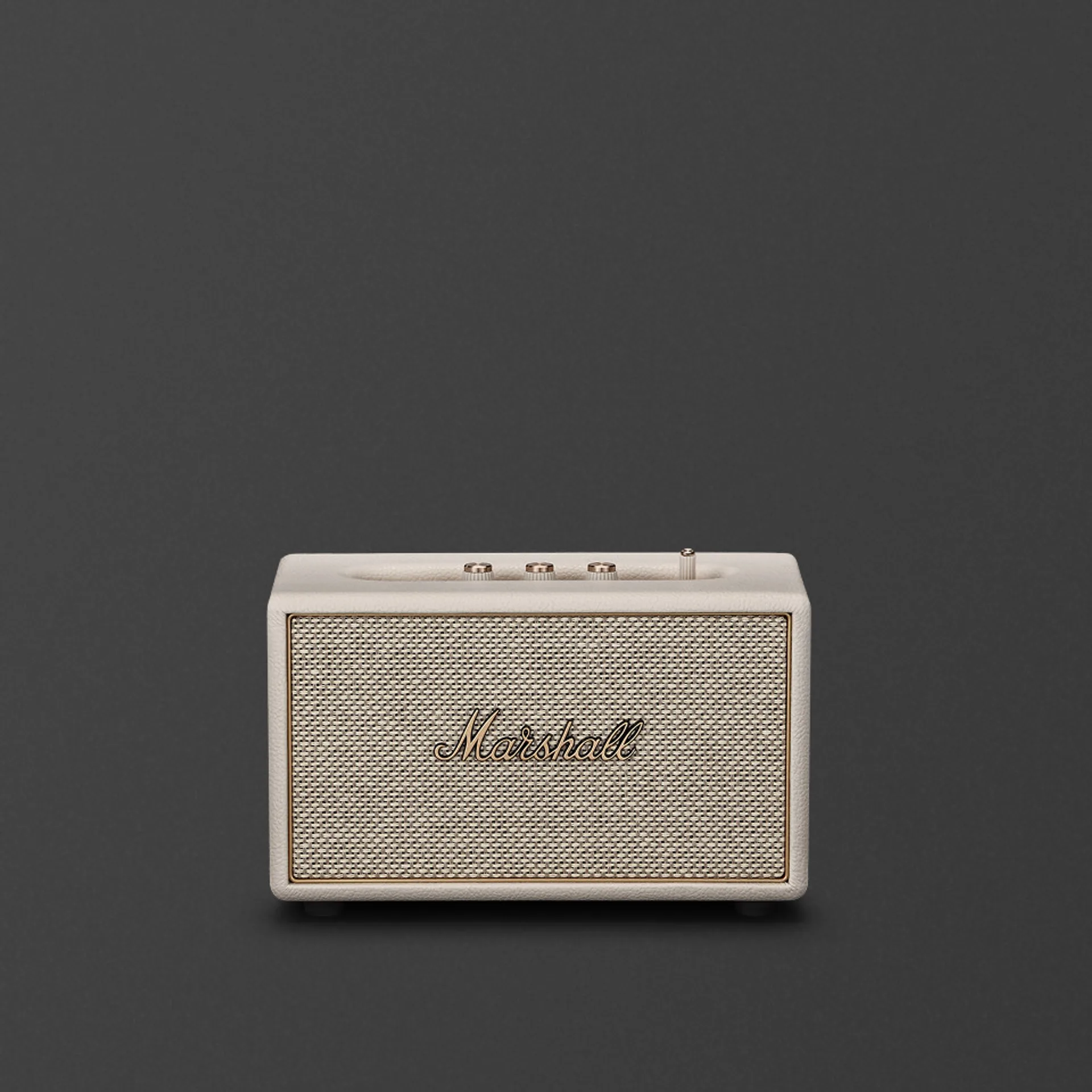 Marshall Acton IV Cream colorway home Bluetooth speaker product shot.
