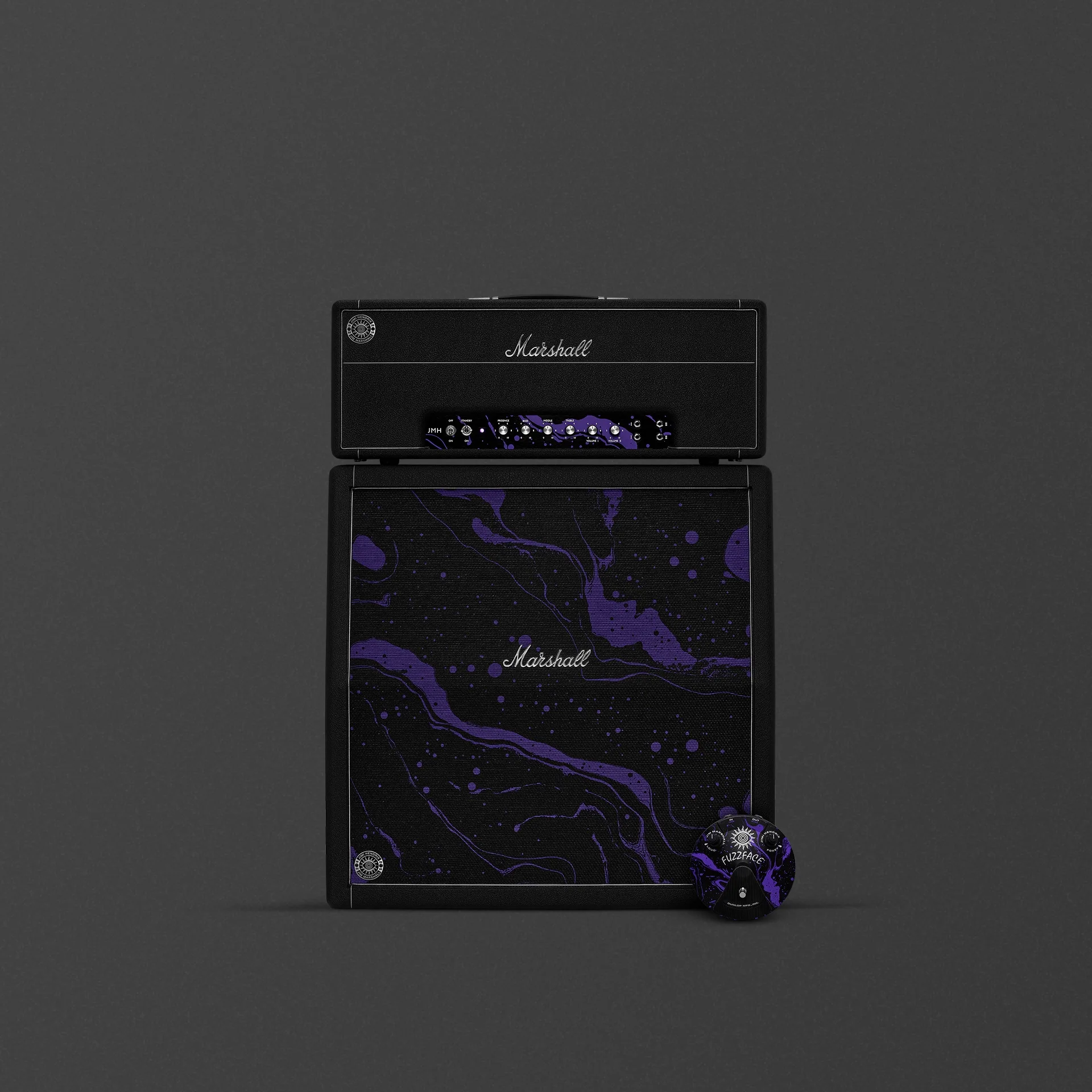 Marshall x Hendrix 60th Anniversary 1959 HW half stack with purple cosmic grille cloth
