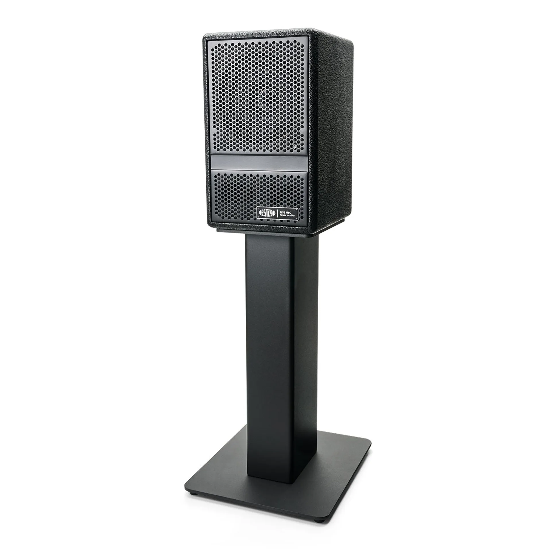 Vestlyd M6C Active speakers on matching M-Stands floor stands