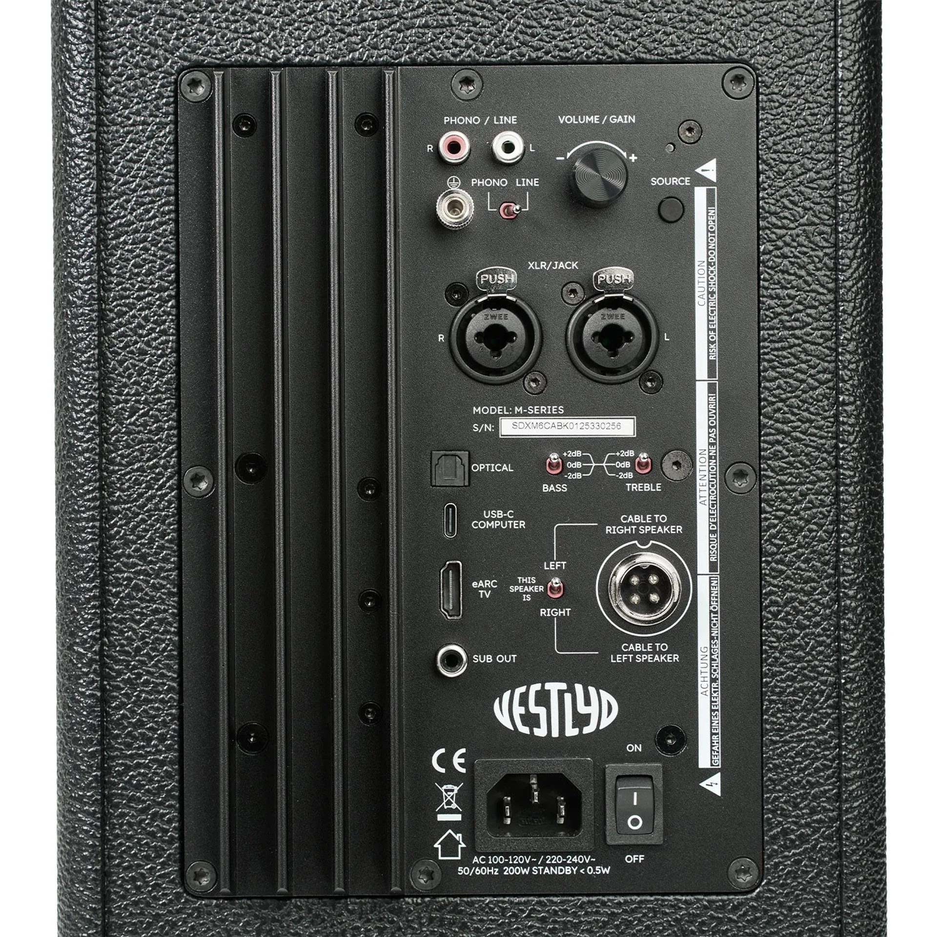 Vestlyd M6C Active rear panel inputs HDMI USB-C phono and controls